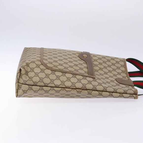 GUCCI GG Supreme Web Sherry Line Tote Bag PVC Beige Red 39 02 003 Auth 133158 - Picture 5 of 16